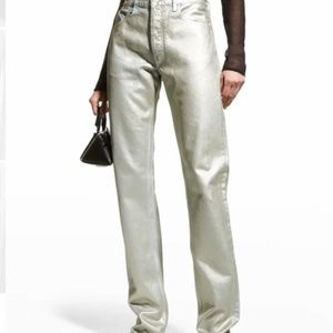 The Attico Silver Metallic Coated Jeans.  NWT.  Size 29